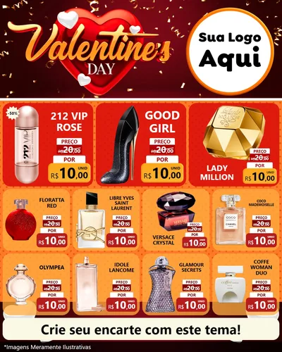 Modelo de Rede Social para Feed Instagram com o tema Valentine's Day para Perfumes