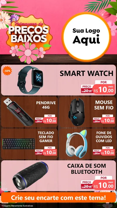 Modelo de TV para TV Vertical com o tema Primavera de Preços Baixos para Informática