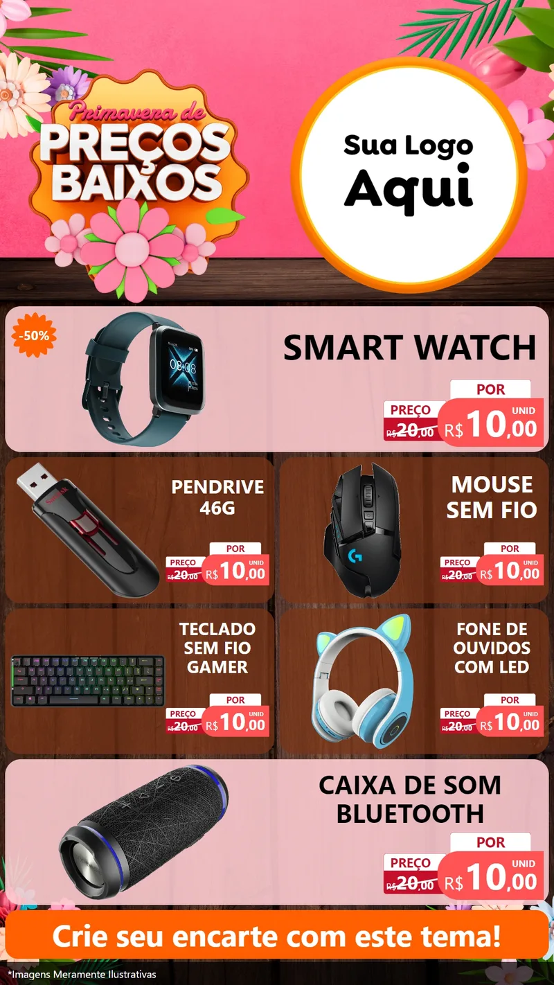 Modelo de TV para TV Vertical com o tema Primavera de Preços Baixos para Informática