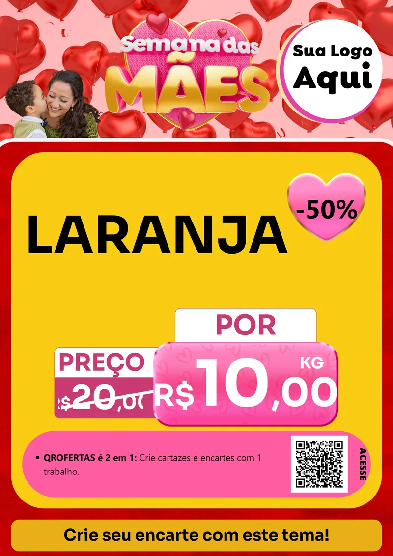 Modelo de Cartaz para Cartaz A4 Vertical com o tema Semana Das Mães para Hortifrúti
