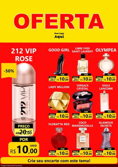 Modelo de Encarte para Encarte A4 Vertical com o tema OFERTA - Vermelho Cartaz para Perfumes