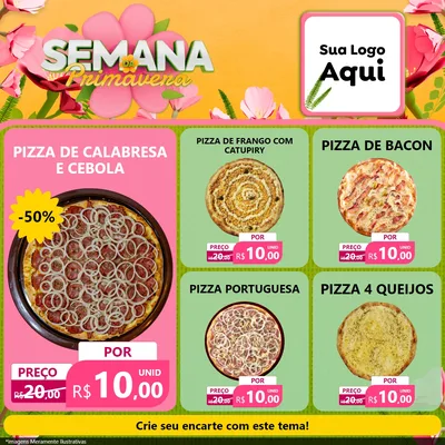 Modelo de Rede Social para Feed Facebook com o tema Semana da Primavera para Pizzaria