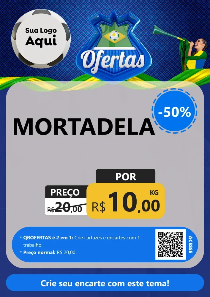 Modelo de Cartaz para Cartaz A4 Vertical com o tema Ofertas (Futebol) para Frios e Laticínios