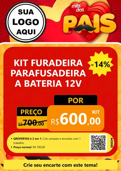 Modelo de Cartaz para Cartaz A4 Vertical com o tema Mês Dos Pais para Maquinas e Ferramentas