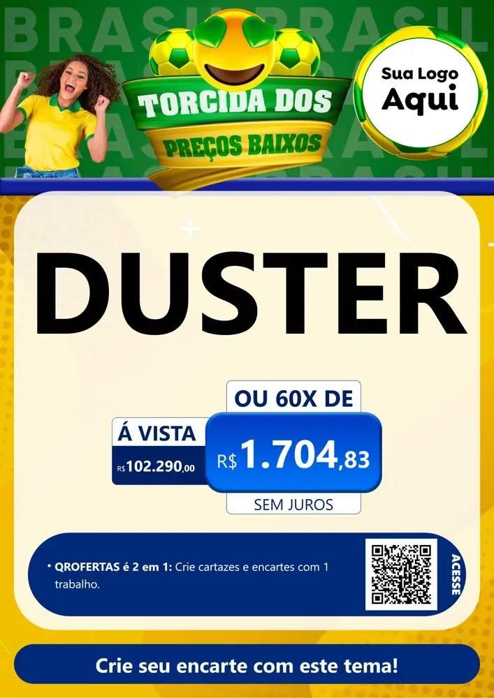 Modelo de Cartaz para Cartaz A4 Vertical com o tema Torcida dos Preços Baixos - Copa para Concessionaria de Carros