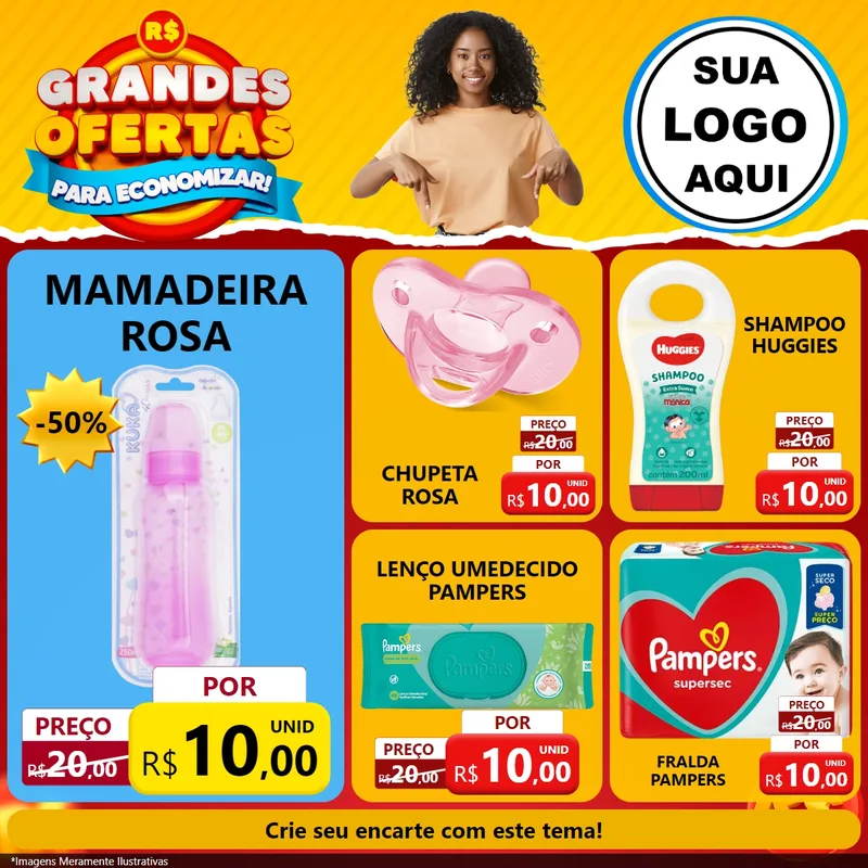 Modelo de Rede Social para Feed Facebook com o tema Grandes Ofertas Para Economizar! para Bebês