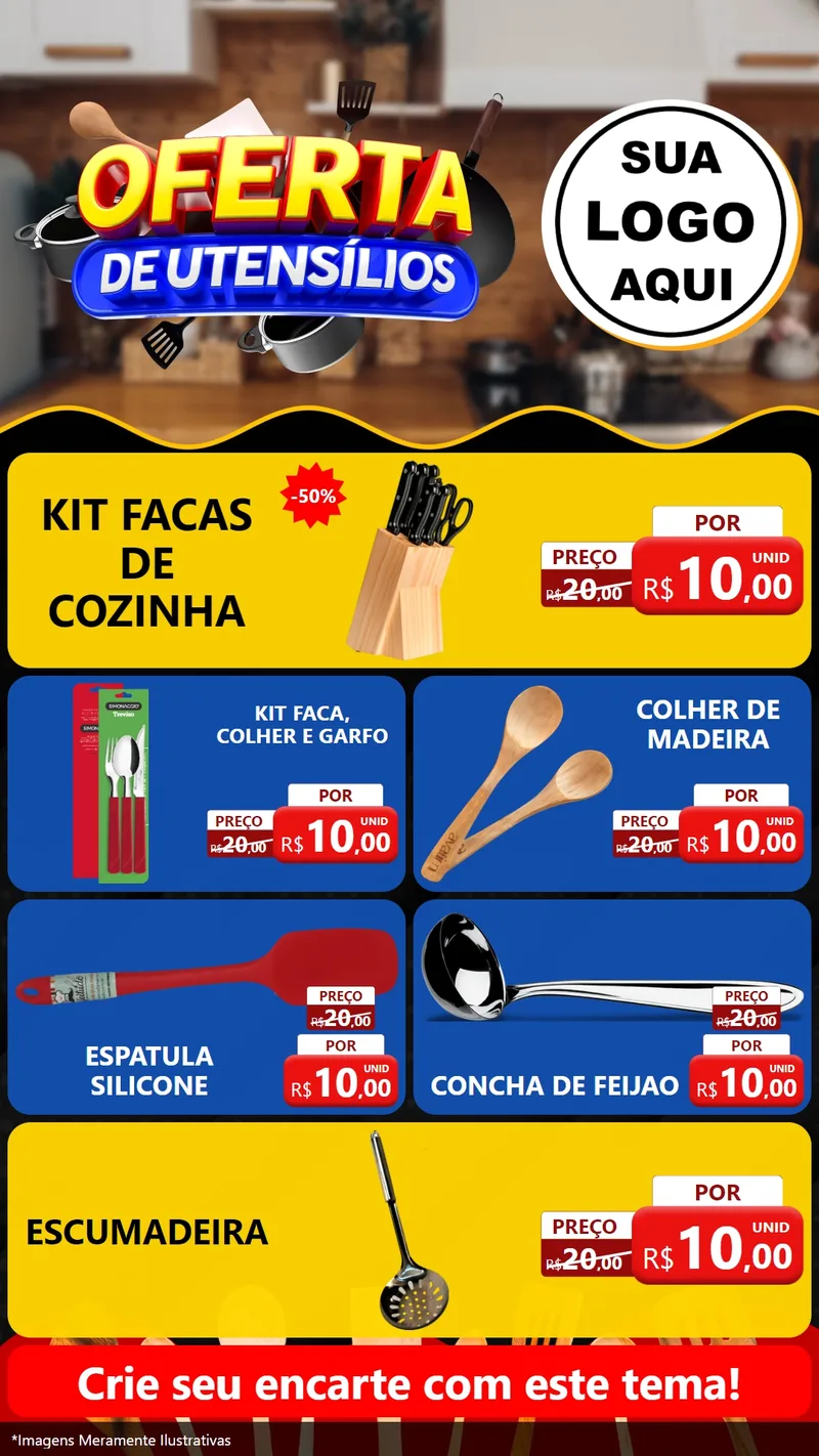 Modelo de TV para TV Vertical com o tema Oferta de Utensílios para Utilidades Domésticas