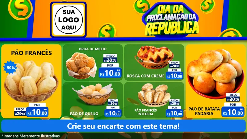 Modelo de TV para TV Horizontal com o tema Dia Da Proclamação da República para Padaria