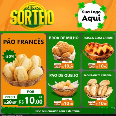 Modelo de Rede Social para Feed Facebook com o tema Super Sorteio para Padaria