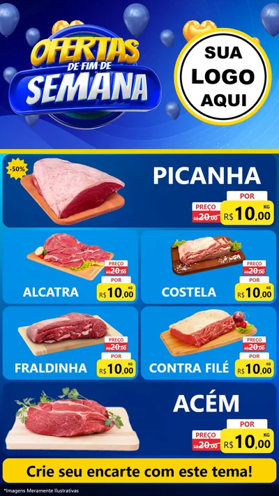 Modelo de TV para TV Vertical com o tema Ofertas de Fim de Semana para Açougue