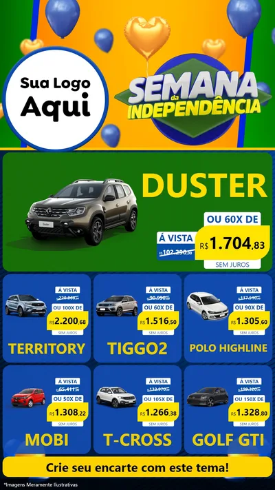 Modelo de Rede Social para Stories com o tema Semana da Independência para Concessionaria de Carros