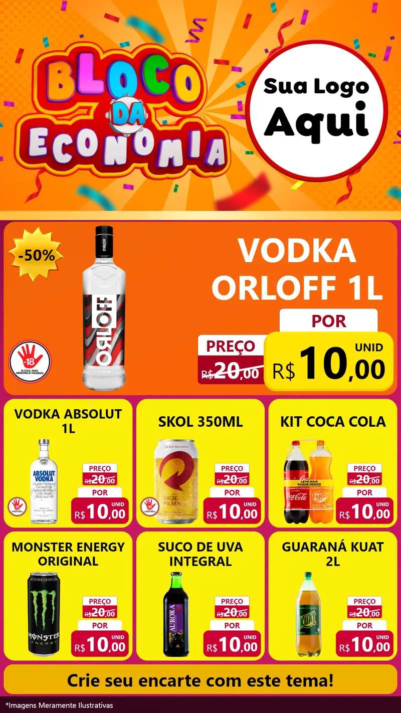 Modelo de Rede Social para Stories com o tema Bloco da Economia para Distribuidora de bebidas