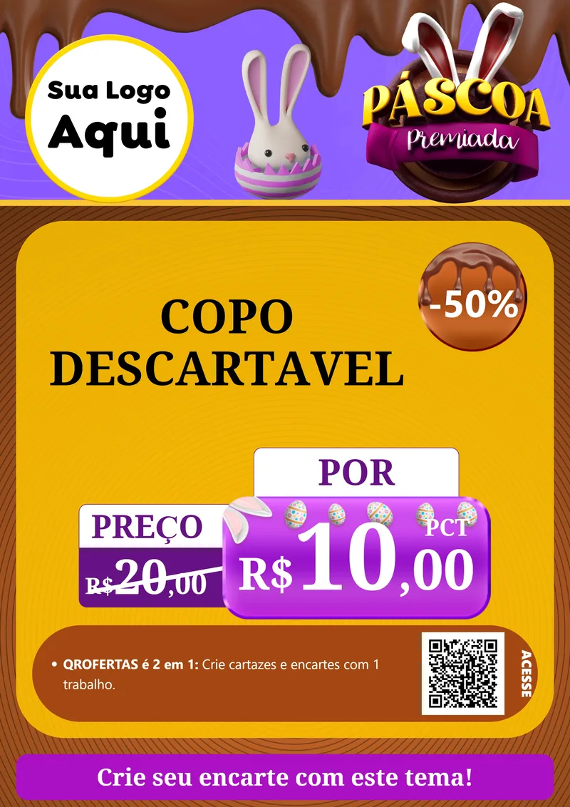 Modelo de Cartaz para Cartaz A4 Vertical com o tema Páscoa Premiada para Embalagens