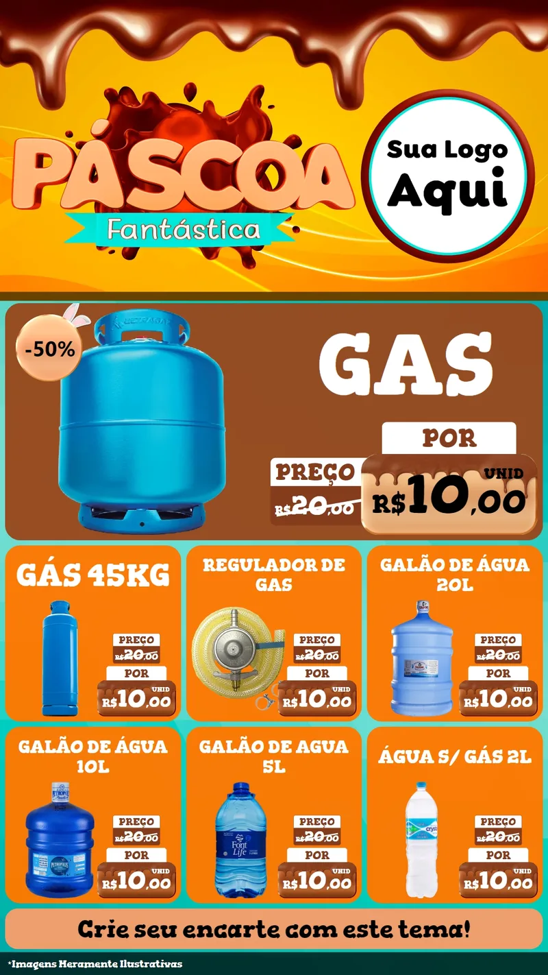 Modelo de Rede Social para Stories com o tema Páscoa Fantástica para Água e gás