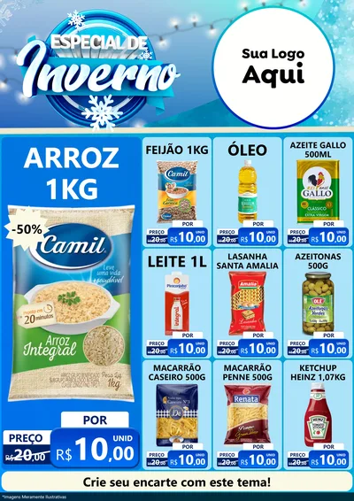Modelo de Encarte para Encarte A4 Vertical com o tema Especial de Inverno para Supermercado