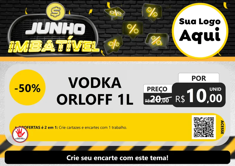 Modelo de Cartaz para Cartaz A4 Horizontal com o tema Junho Imbatível para Distribuidora de bebidas