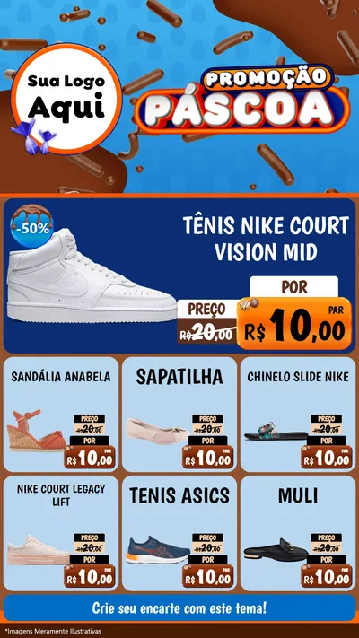Modelo de Rede Social para Stories com o tema Promoção Páscoa para Calçados