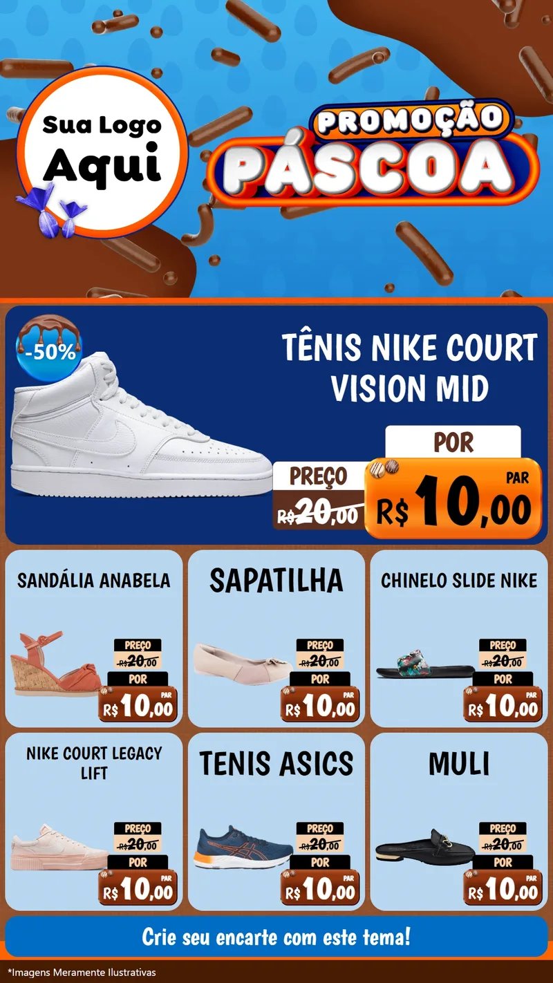 Modelo de Rede Social para Stories com o tema Promoção Páscoa para Calçados