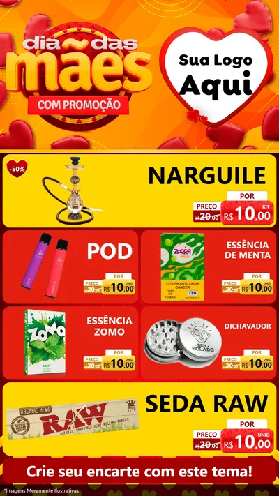Modelo de TV para TV Vertical com o tema Dia das Mães com Promoção para Tabacaria