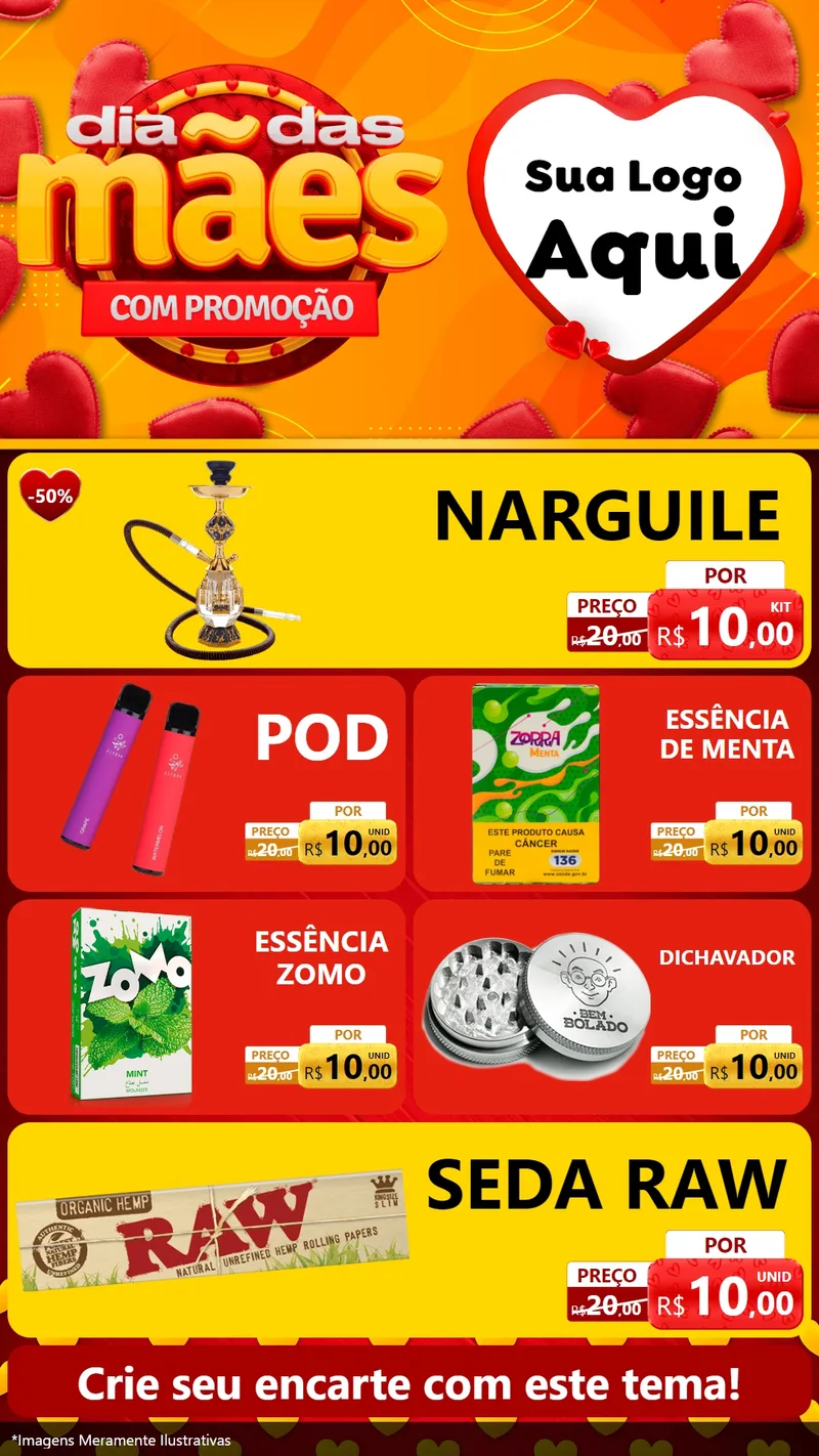 Modelo de TV para TV Vertical com o tema Dia das Mães com Promoção para Tabacaria