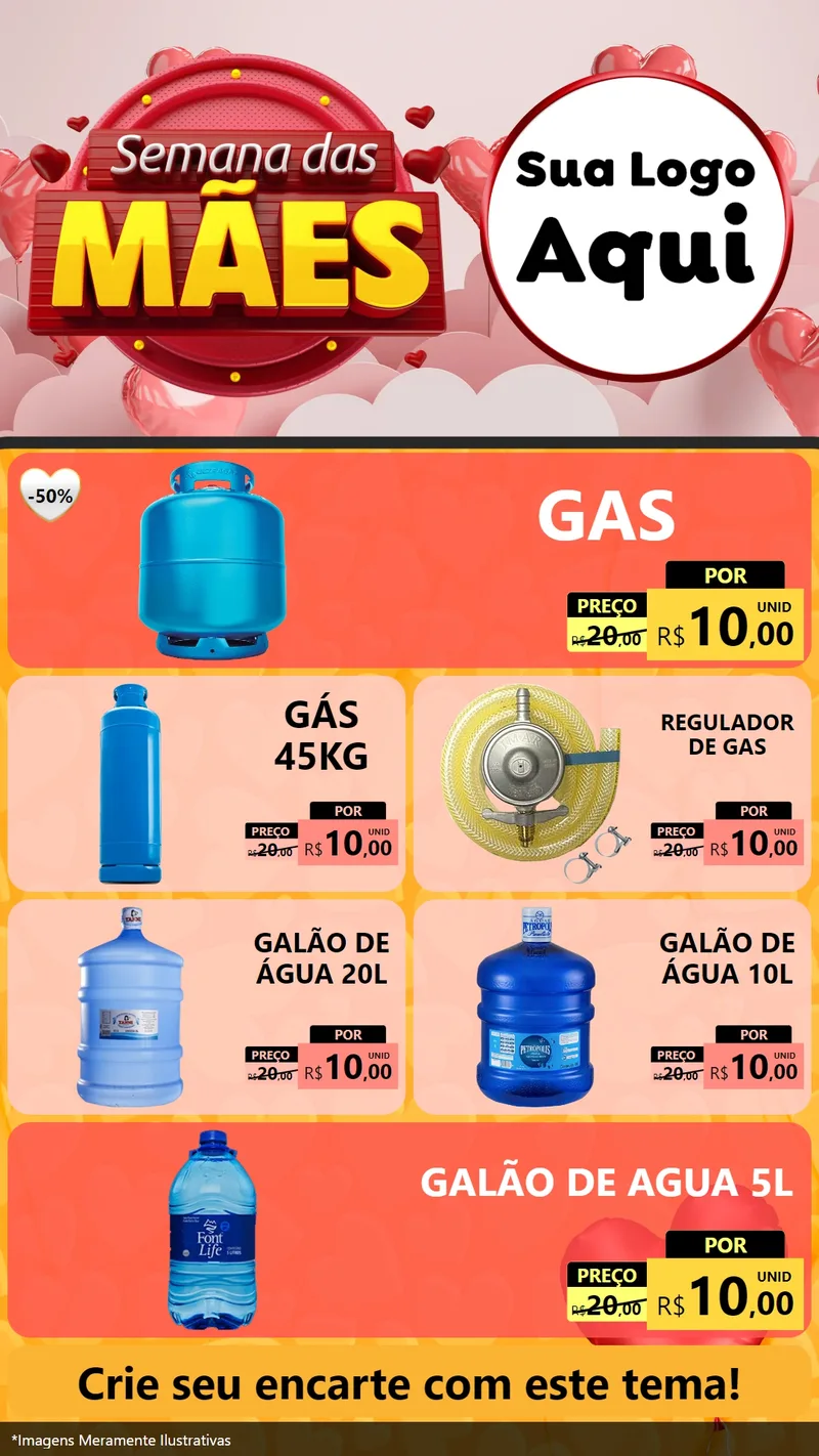 Modelo de TV para TV Vertical com o tema Semana das Mães para Água e gás