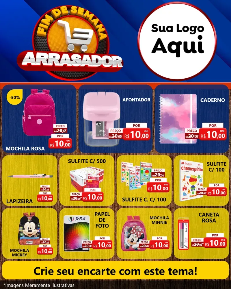 Modelo de Rede Social para Feed Instagram com o tema Fim De Semana Arrasador para Papelaria