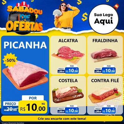 Modelo de Rede Social para Feed Facebook com o tema Sabadou de Ofertas para Açougue