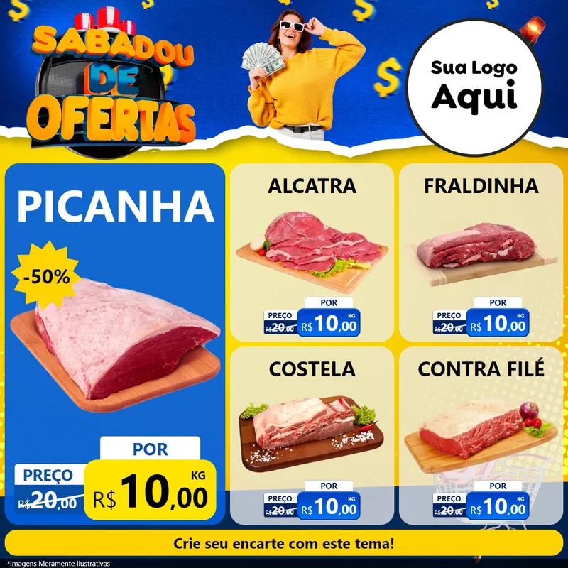 Modelo de Rede Social para Feed Facebook com o tema Sabadou de Ofertas para Açougue
