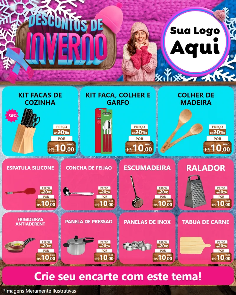 Modelo de Rede Social para Feed Instagram com o tema Descontos de Inverno para Utilidades Domésticas