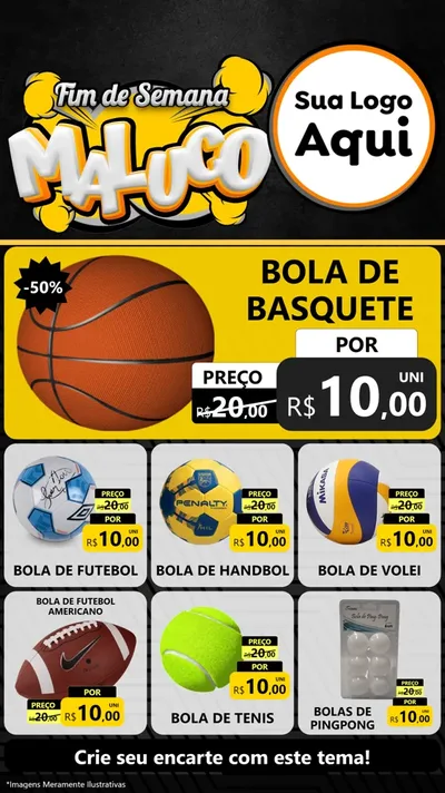 Modelo de Rede Social para Stories com o tema Fim de Semana Maluco para Artigos Esportivos