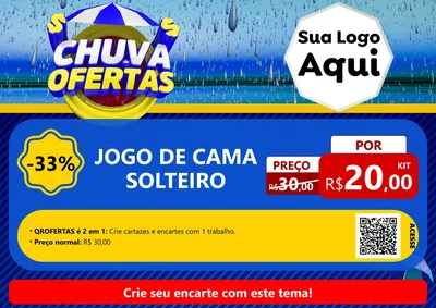 Modelo de Cartaz para Cartaz A4 Horizontal com o tema Chuva de Ofertas para Cama, Mesa e Banho