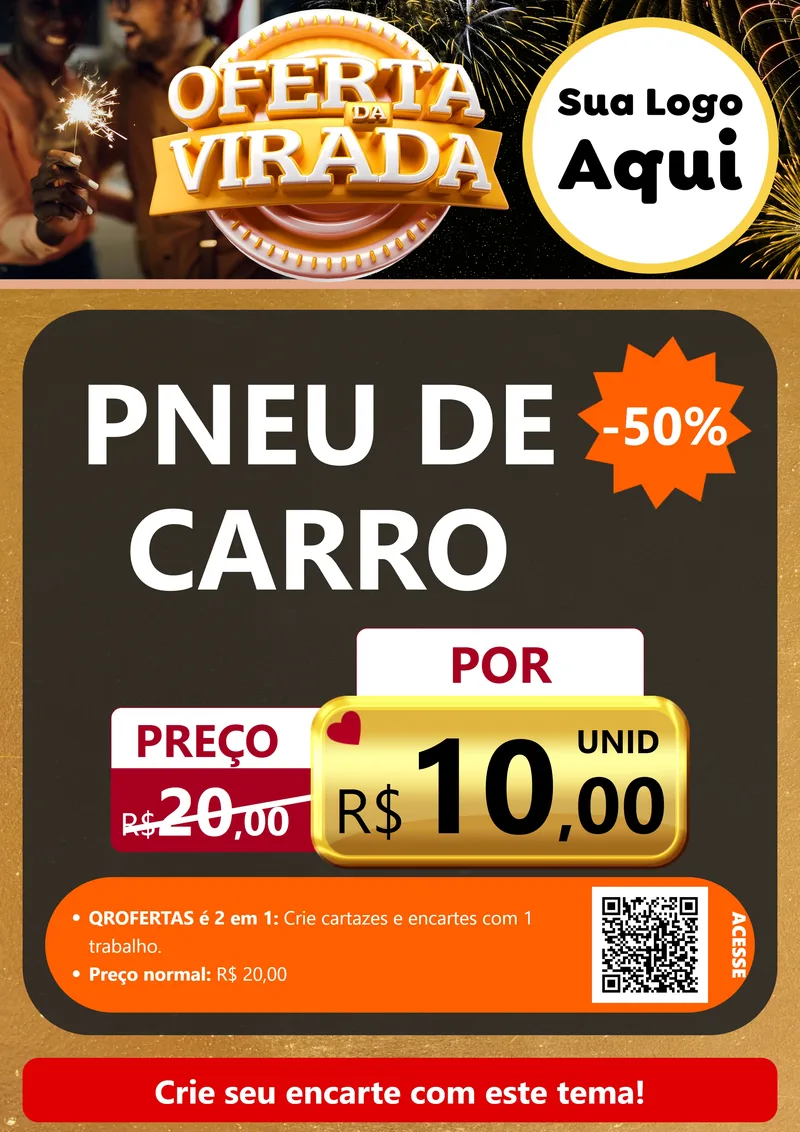 Modelo de Cartaz para Cartaz A4 Vertical com o tema Oferta da Virada para Auto peças