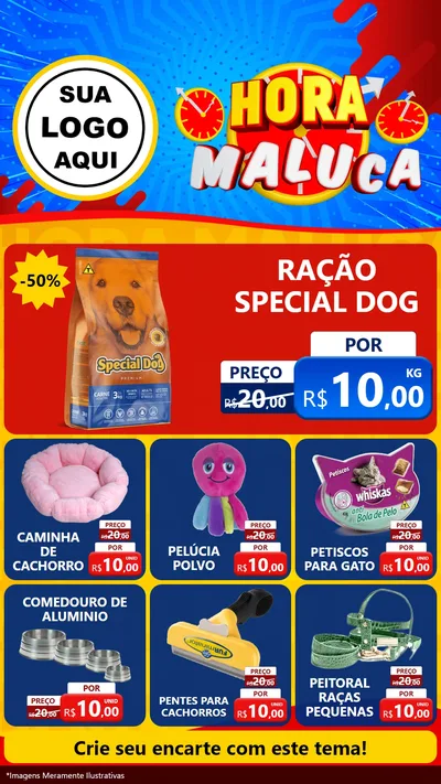 Modelo de Rede Social para Stories com o tema Hora Maluca para Pet Shop