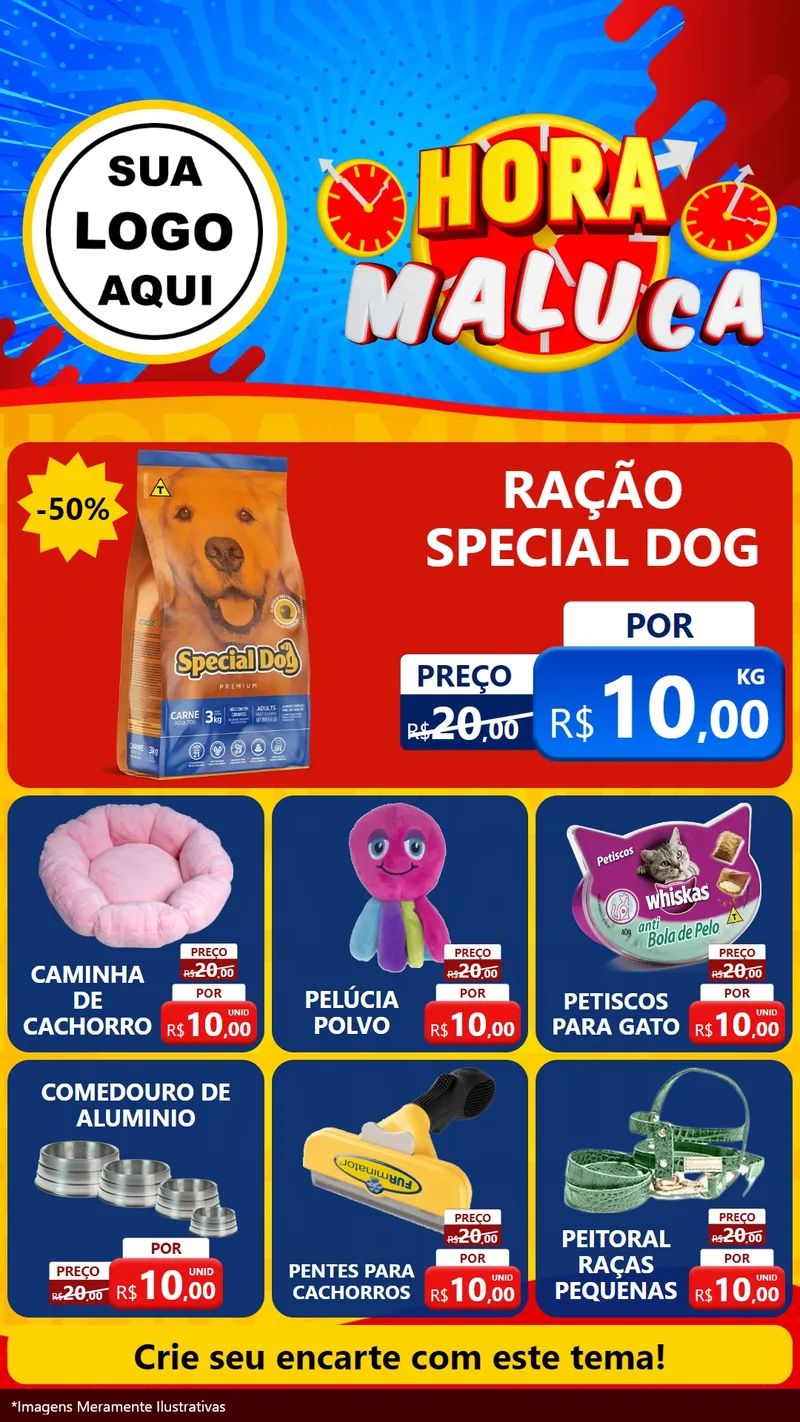 Modelo de Rede Social para Stories com o tema Hora Maluca para Pet Shop