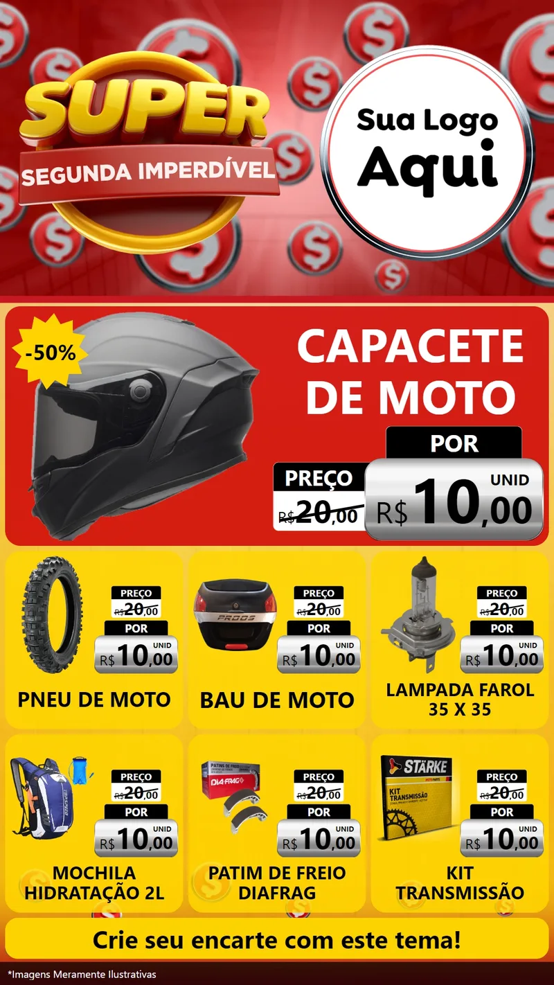 Modelo de Rede Social para Stories com o tema Super Segunda Imperdível para Moto peças