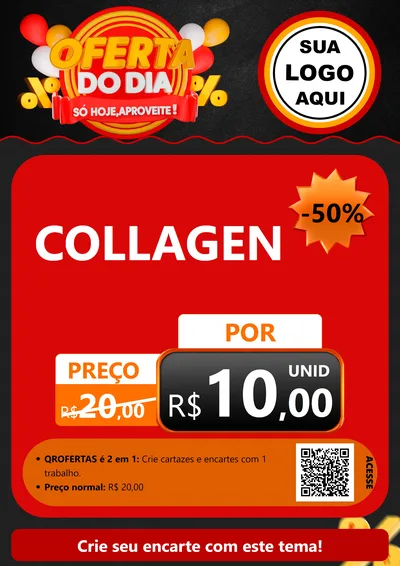 Modelo de Cartaz para Cartaz A4 Vertical com o tema Oferta do Dia - Só hoje, Aproveite! para Suplementos alimentares