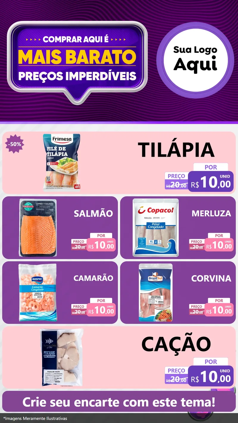 Modelo de TV para TV Vertical com o tema Mais Barato para Peixaria