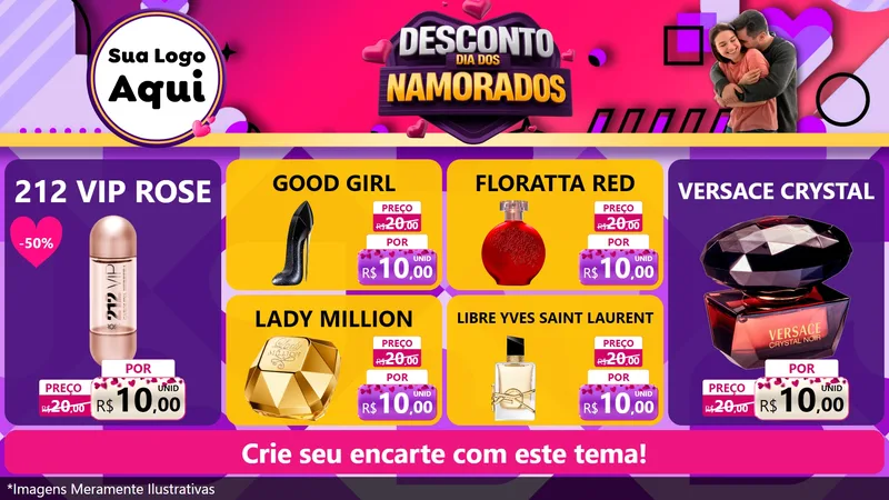 Modelo de TV para TV Horizontal com o tema Desconto Dia dos Namorados para Perfumes