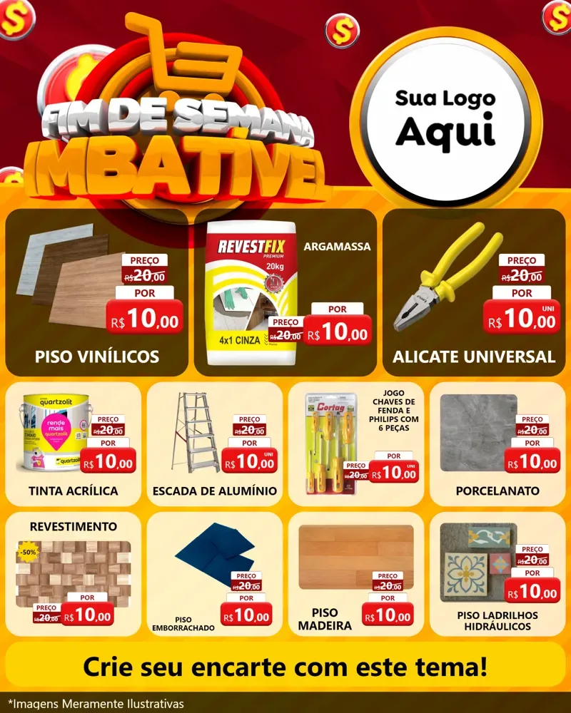 Modelo de Rede Social para Feed Instagram com o tema Fim de Semana Imbatível para Material para Construção
