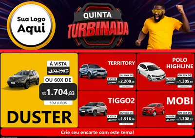Modelo de Encarte para Encarte A4 Horizontal com o tema Quinta Turbinada para Concessionaria de Carros