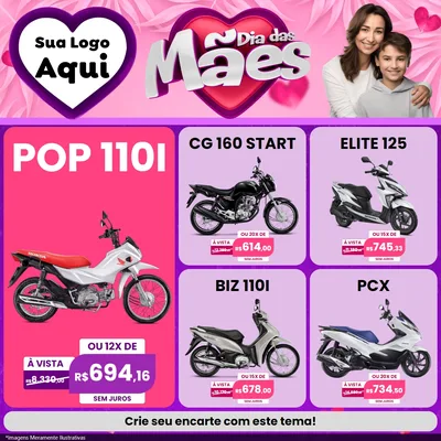 Modelo de Rede Social para Feed Facebook com o tema Dia das Mães para Concessionaria de Motos