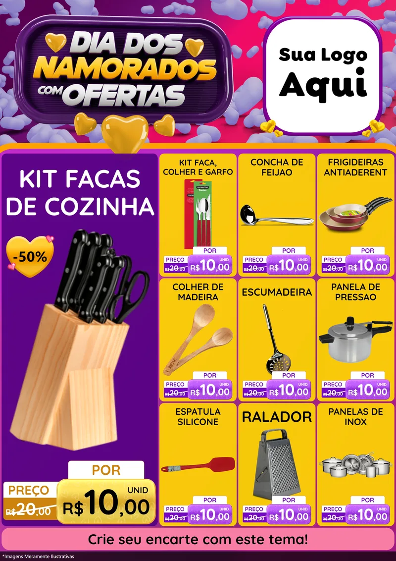 Modelo de Encarte para Encarte A4 Vertical com o tema Dia Dos Namorados Com Ofertas para Utilidades Domésticas