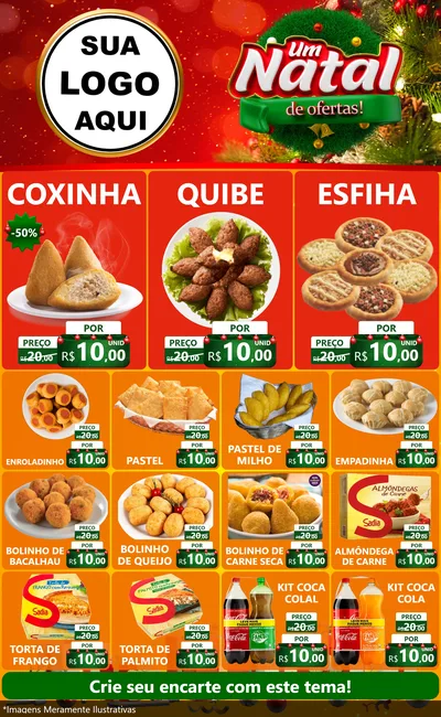 Modelo de Encarte para Encarte Grande com o tema Um Natal de Ofertas para Salgadaria