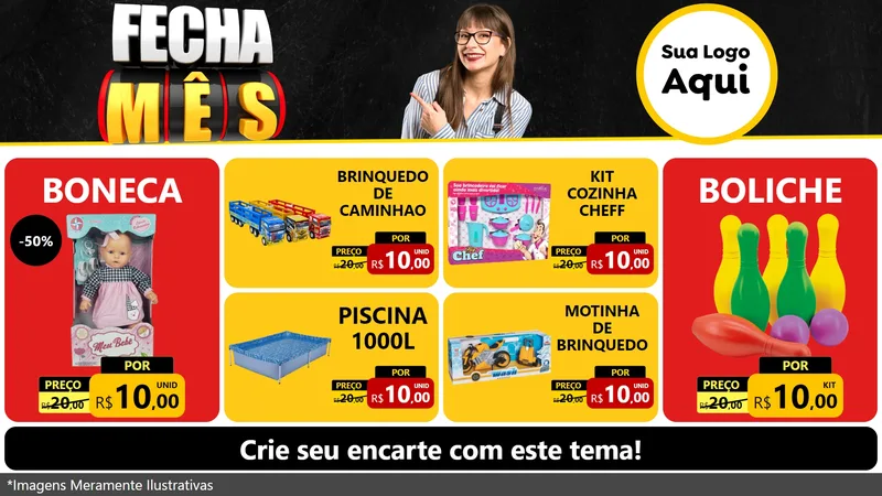 Modelo de TV para TV Horizontal com o tema Fecha Mês para Brinquedos