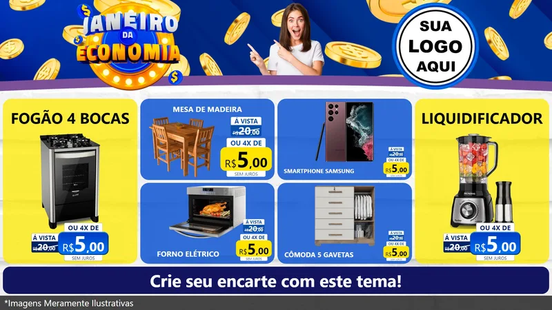 Modelo de TV para TV Horizontal com o tema Janeiro da Economia para Móveis e Eletro
