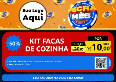 Modelo de Cartaz para Cartaz A4 Horizontal com o tema Fecha Mês para Utilidades Domésticas