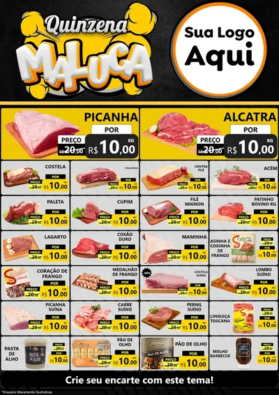 Modelo de Encarte para Encarte A4 Vertical com o tema Quinzena Maluca para Açougue