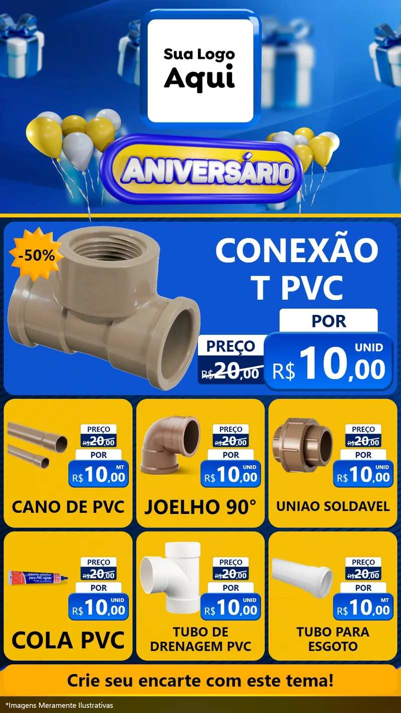 Modelo de Rede Social para Stories com o tema Aniversário para Tubos e conexões