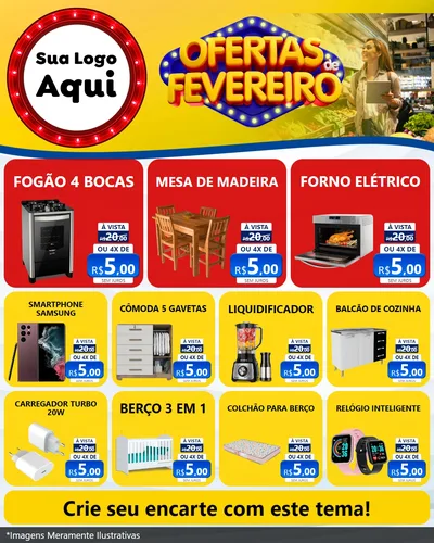 Modelo de Rede Social para Feed Instagram com o tema Ofertas de Fevereiro para Móveis e Eletro