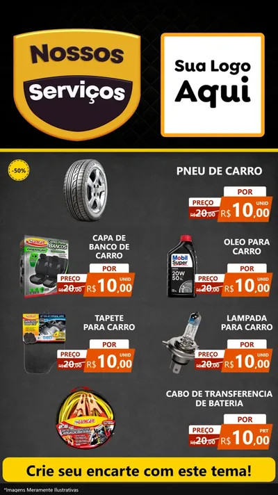 Modelo de TV para TV Vertical com o tema Nossos Serviços para Auto peças